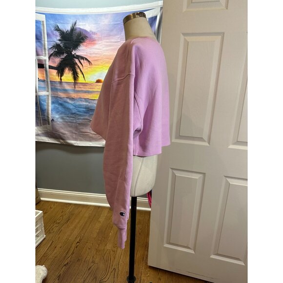 Champion Reverse Weave Cropped Cut Hoodie Pink Small - Picture 2 of 4